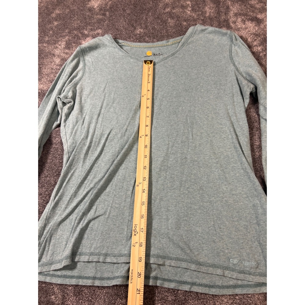 Carhartt Womens Long Sleeve V-Neck T-Shirt Blue Heather Cotton 100683 473 Size M - Picture 2 of 8